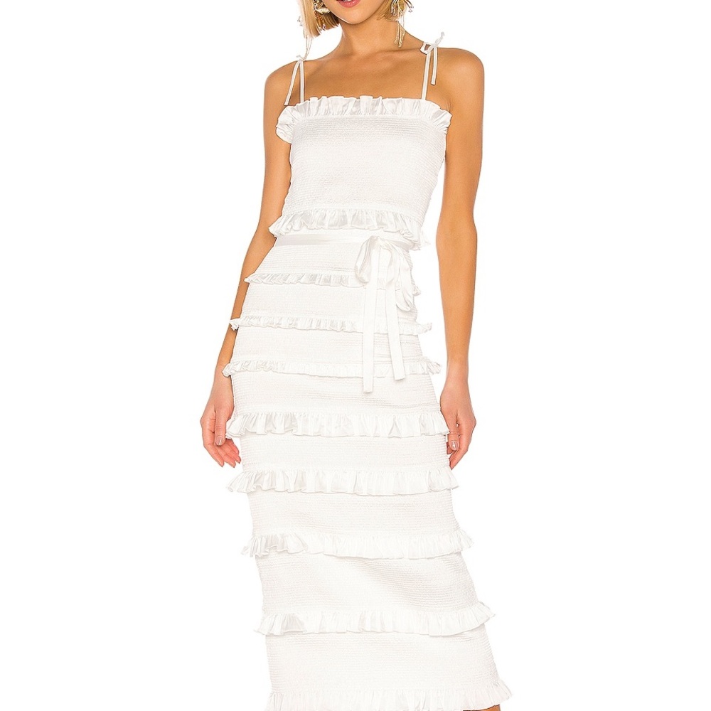 V. Chapman White Tiered Sundress Spaghetti Strap